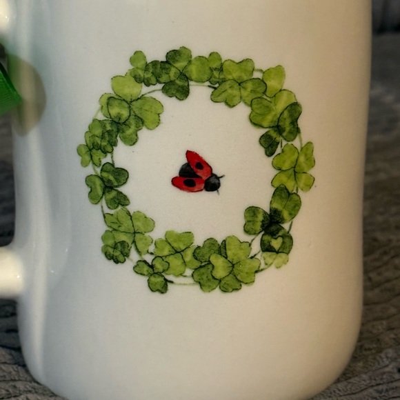 Rae Dunn White Mug with Green 'Lucky Me' Design - Picture 8 of 9